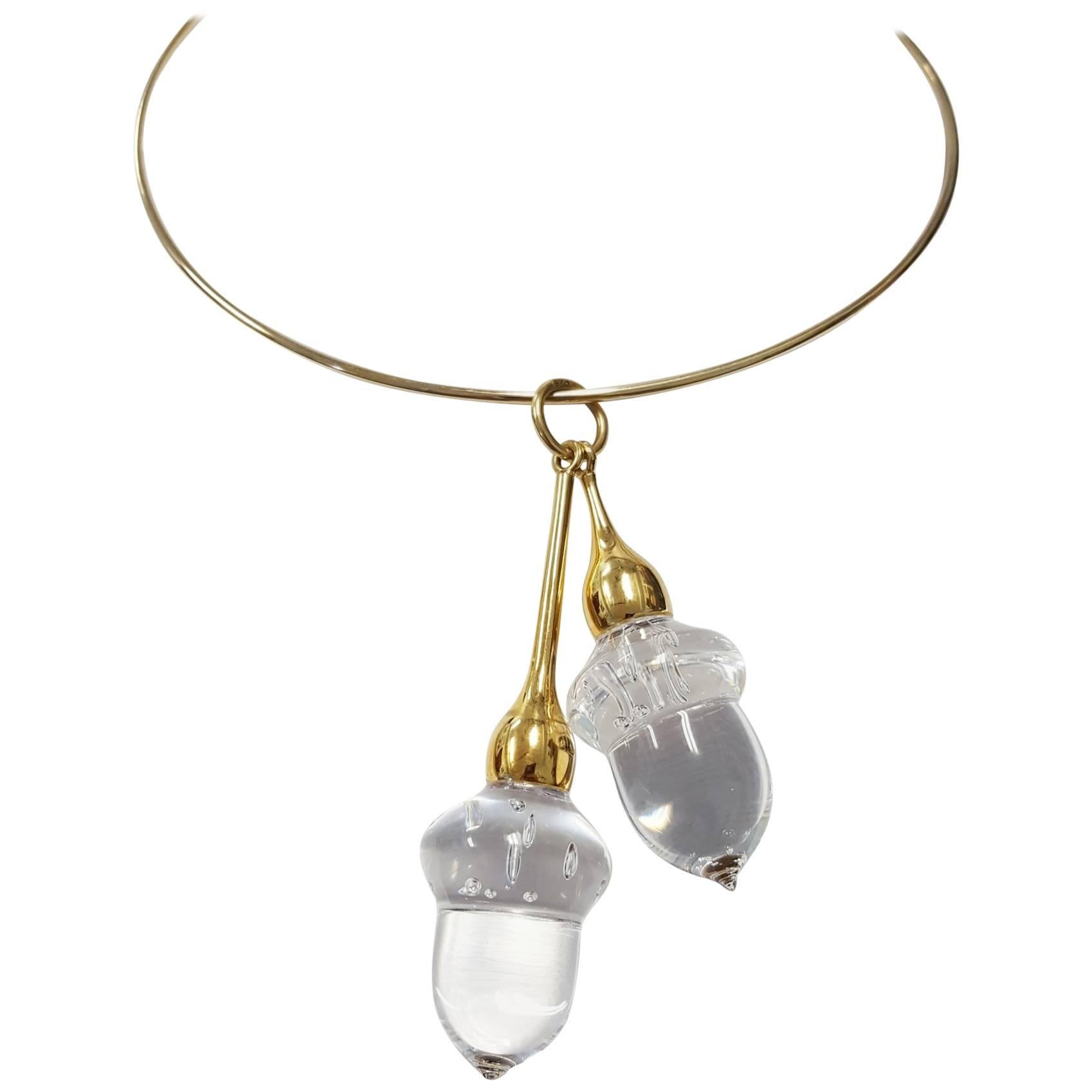 Steuben Crystal and Gold Necklace