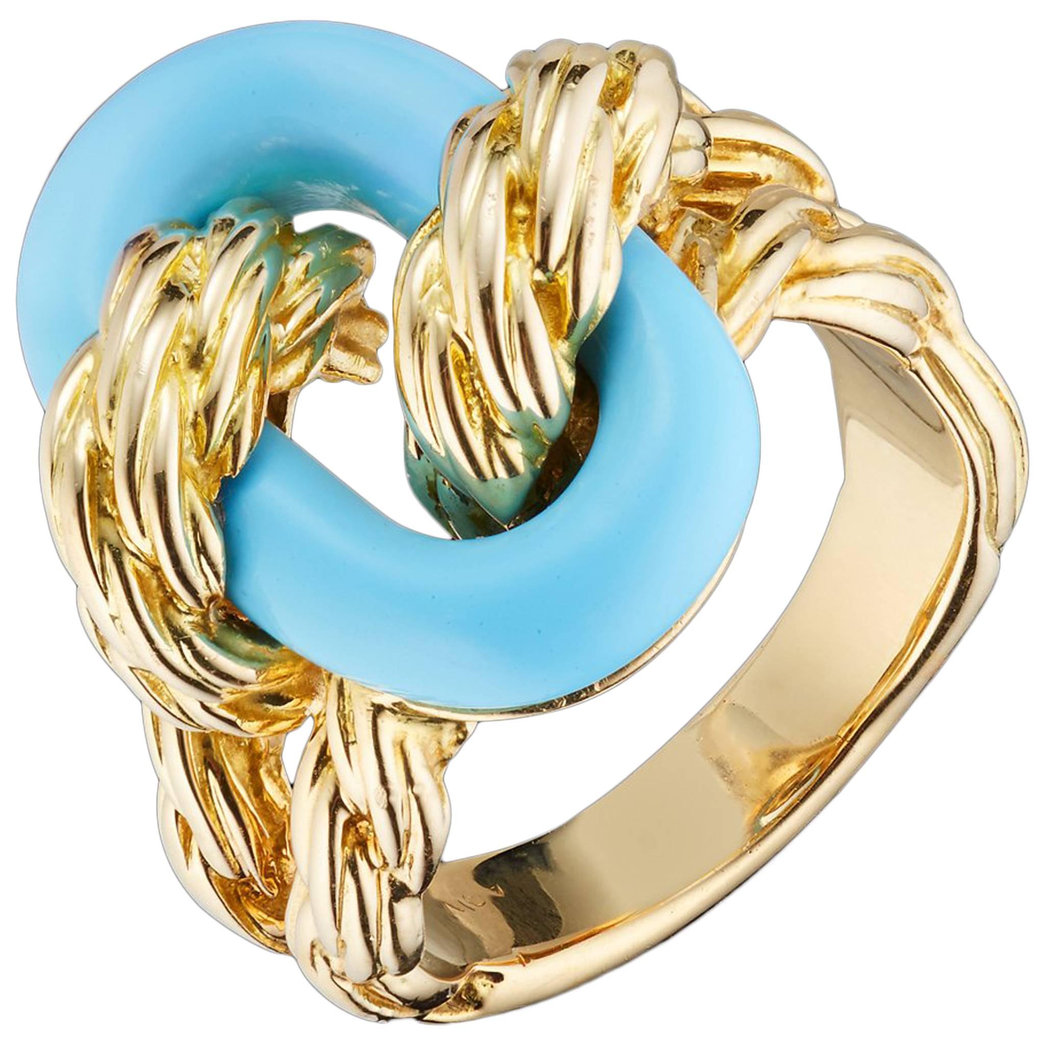 Van Cleef & Arpels 1960s Ring in Turquoise and 18 Karat Yellow Gold