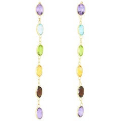 Oval Multi-Color Gemstone Earrings