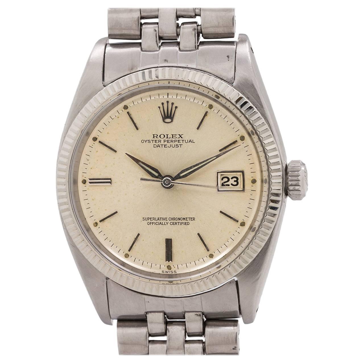Rolex white gold stainless steel Datejust self winding wristwatch Ref 1601 c1961 For Sale