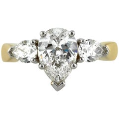 Mark Broumand 2.15 Carat Pear Shaped Diamond Three-Stone Engagement Ring