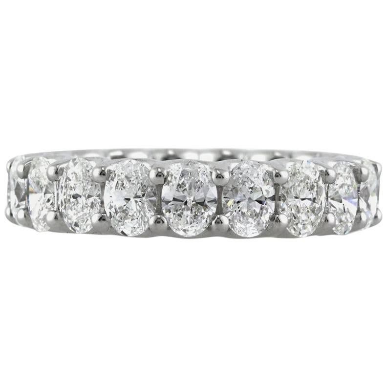 Mark Broumand 3.75 Carat Oval Cut Diamond Eternity Band in 18 Karat White Gold For Sale