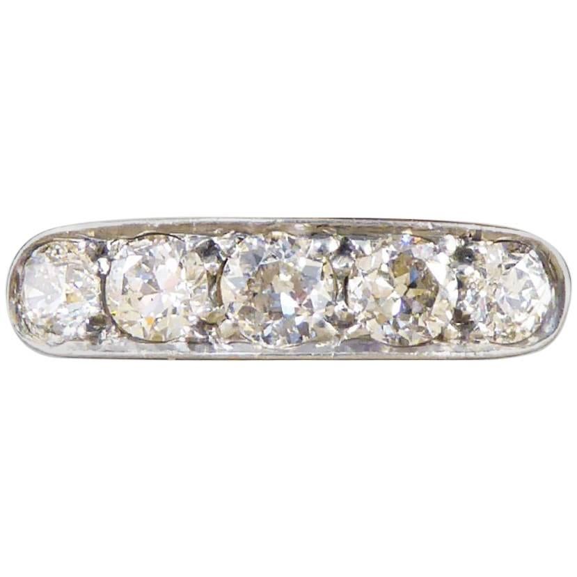 Art Deco Five-Stone Diamond 18 Carat and Platinum Ring