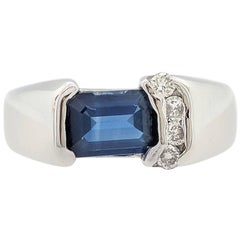 14 Karat White Gold Diamond Sapphire Ring