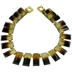 Stunning Lustrous Bi Color Lemon Quartz Gemstone Statement Necklace