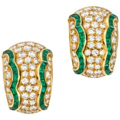 Van Cleef & Arpels Emerald  Diamond Earclips