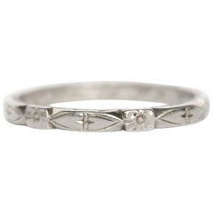 1930 Art Deco 18 Karat White Gold Wedding Band Ring