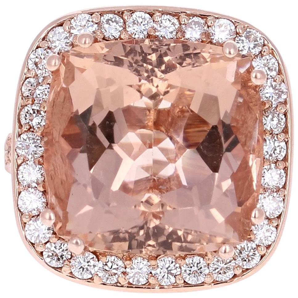 20.23 Carat Morganite Diamond Rose Gold Ring