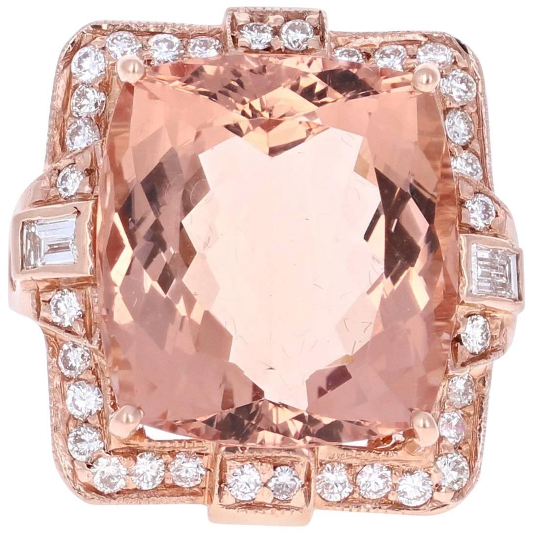 23.39 Carat Morganite Diamond Rose Gold Ring