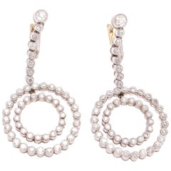 Hypnotic Double Circle Diamond Platinum Earrings