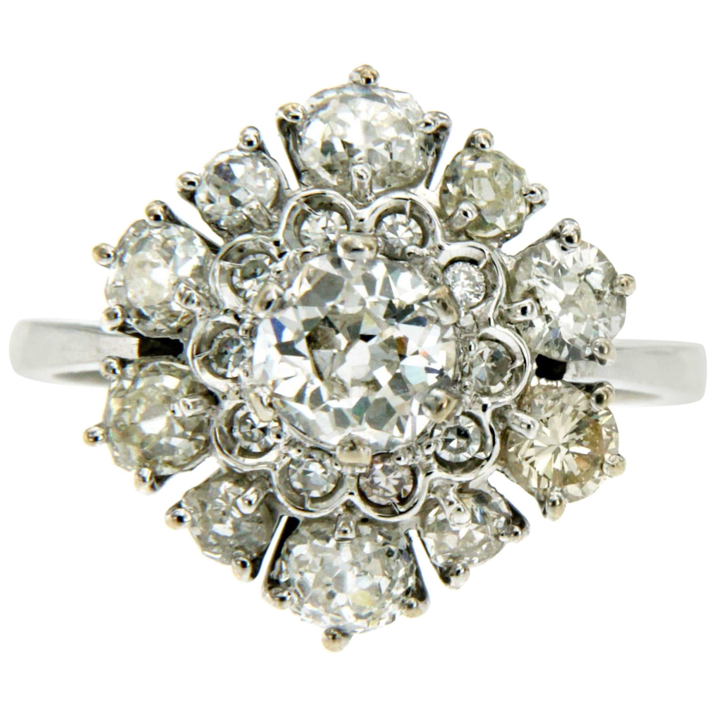 2.50 Carat Diamond Gold Cluster Ring