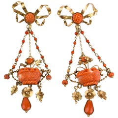 Pair of Coral Gold Earrings