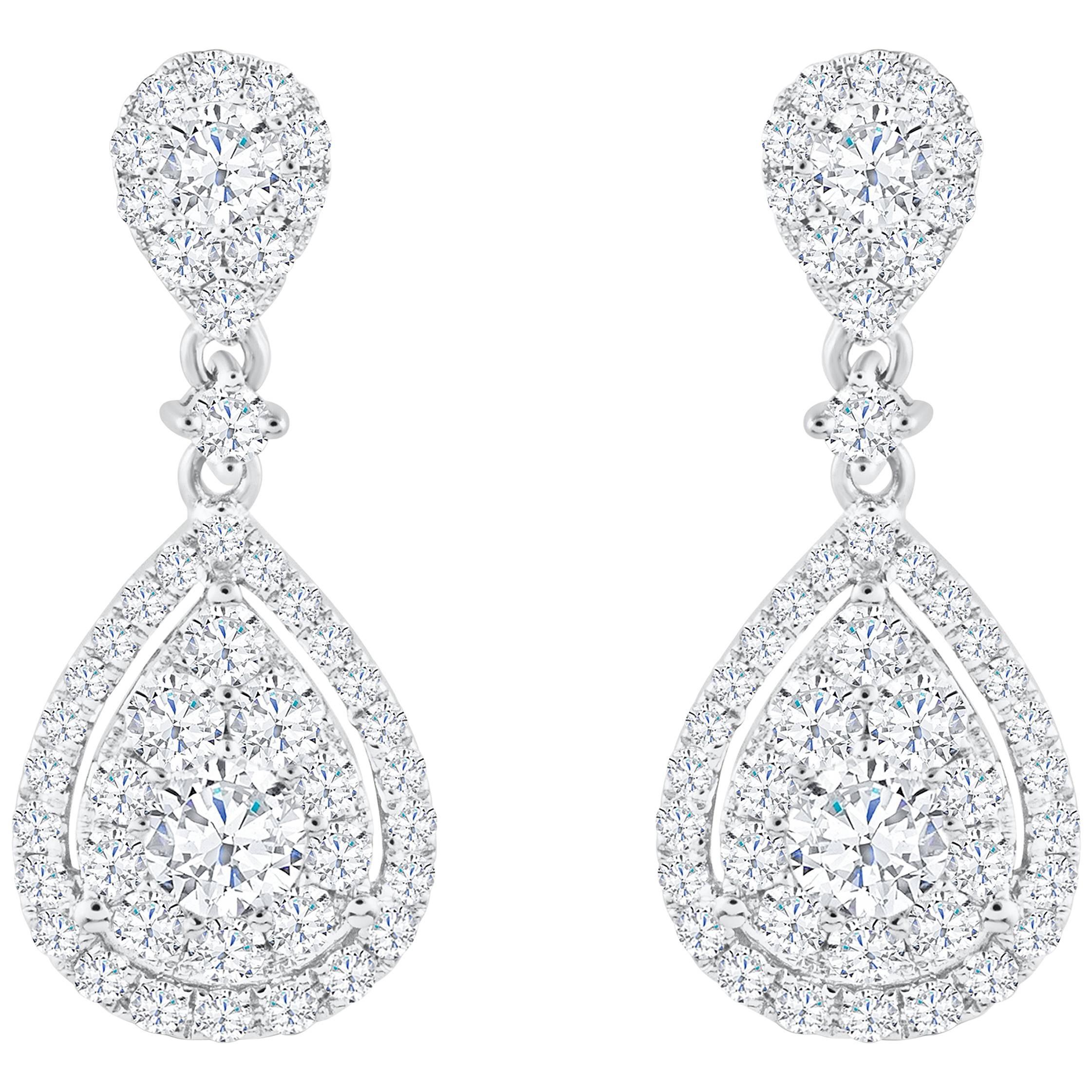 Sterling Silver Diamond-Cut Pear Shaped Lotus Drop Earrings – 925 Hook Earrings In 3 Colors