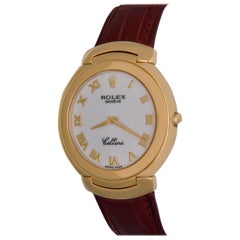 Rolex Yellow Gold Cellini White Dial Quartz Wristwatch Ref 6623/8