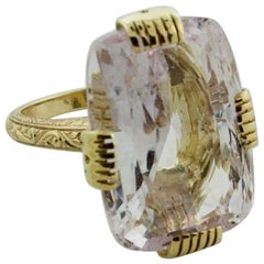 35.90 Carat Pastel Pink Sapphire Ring in 18 Karat Yellow Gold