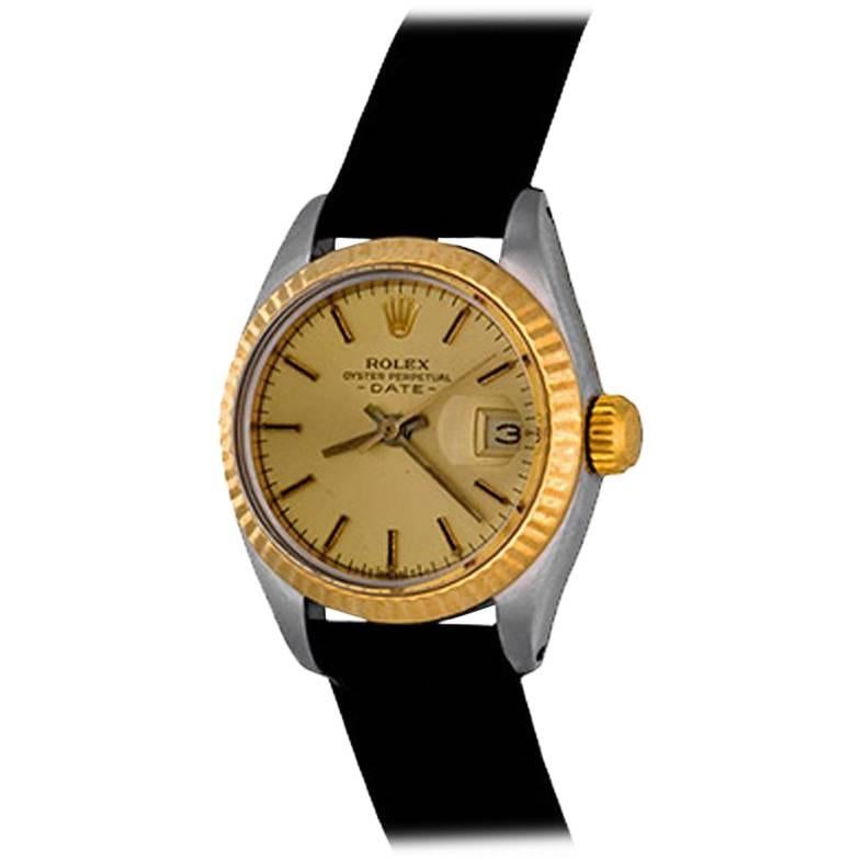 Rolex Yellow Gold Stainless Steel Date Automatic Wristwatch Ref 6917