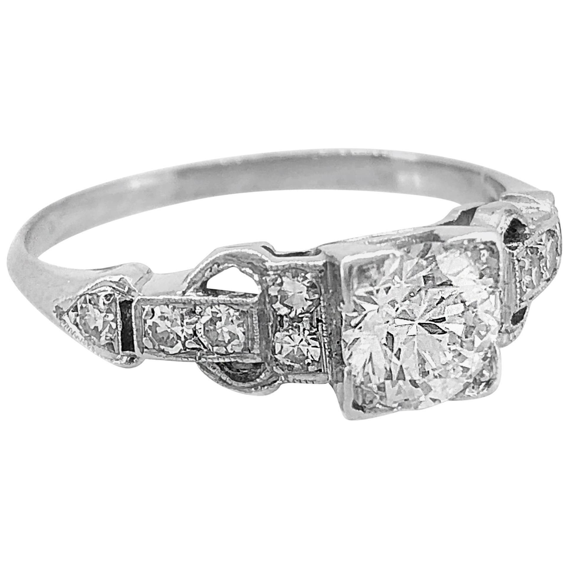 .60 Carat Diamond Antique Engagement Ring Platinum For Sale