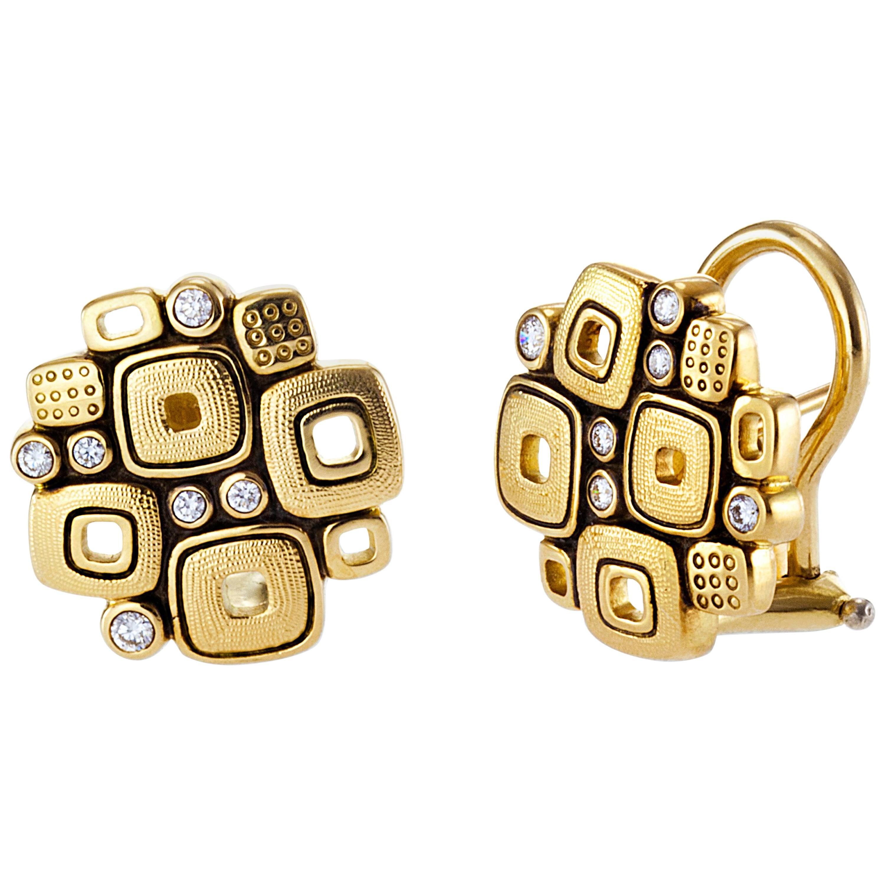 Alex Sepkus Gold and Diamond Little Windows Earrings