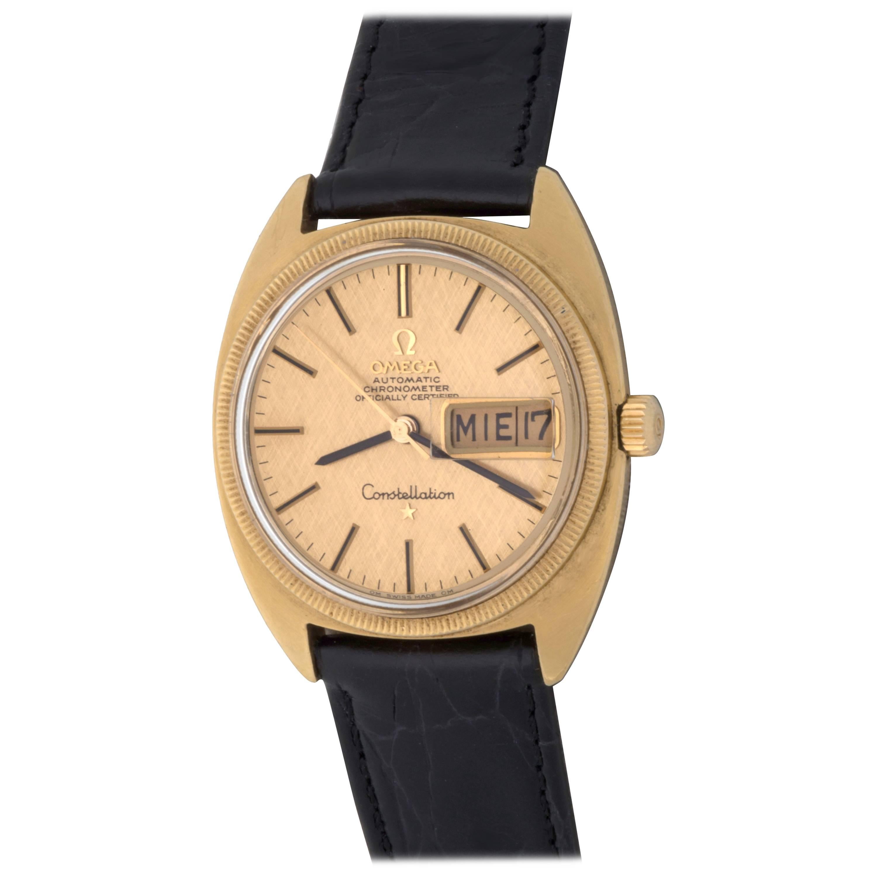 Omega Yellow Gold Constellation Date Automatic Wristwatch, circa 1969 For Sale