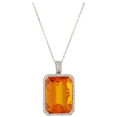 18 Karat 70.00 Carat Emerald Cut Citrine Pendant