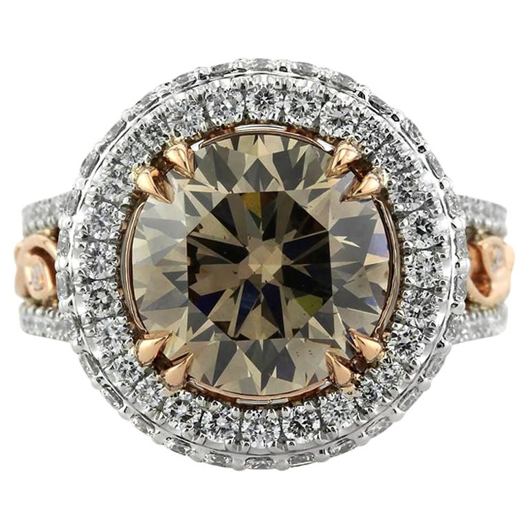 Mark Broumand 5.87 Carat Fancy Brown Round Brilliant Cut Diamond Engagement Ring