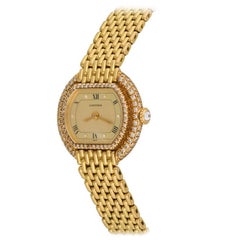 Vintage Cartier Ladies 18k Yellow Gold Manual Wind Wristwatch with Diamonds