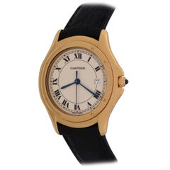 Retro Cartier Mens Yellow Gold Cougar Quartz Wristwatch