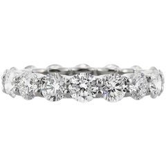 Mark Broumand, anneau d'éternité en or blanc 18 carats avec diamants taille brillant rond de 4,00 carats