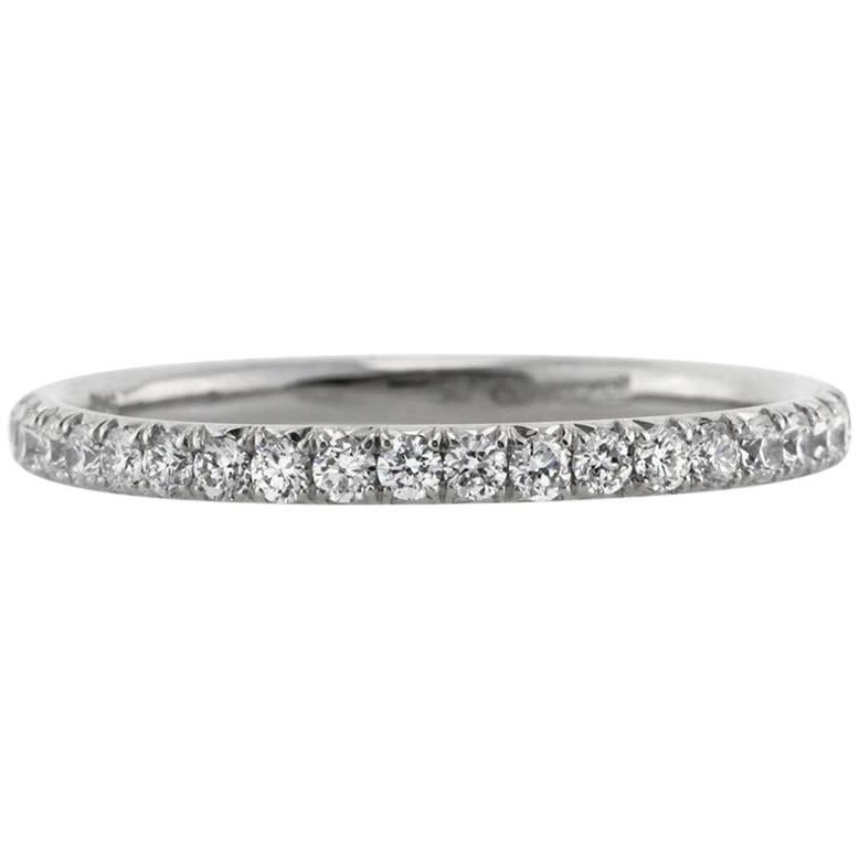 Mark Broumand Alianza de boda con diamante redondo talla brillante de 0,50 quilates en platino
