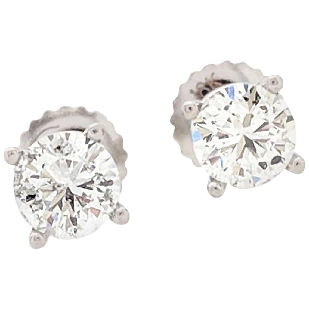 .78ct Round Brilliant Cut Diamond Stud Earrings in 18K White Gold GSI Certified