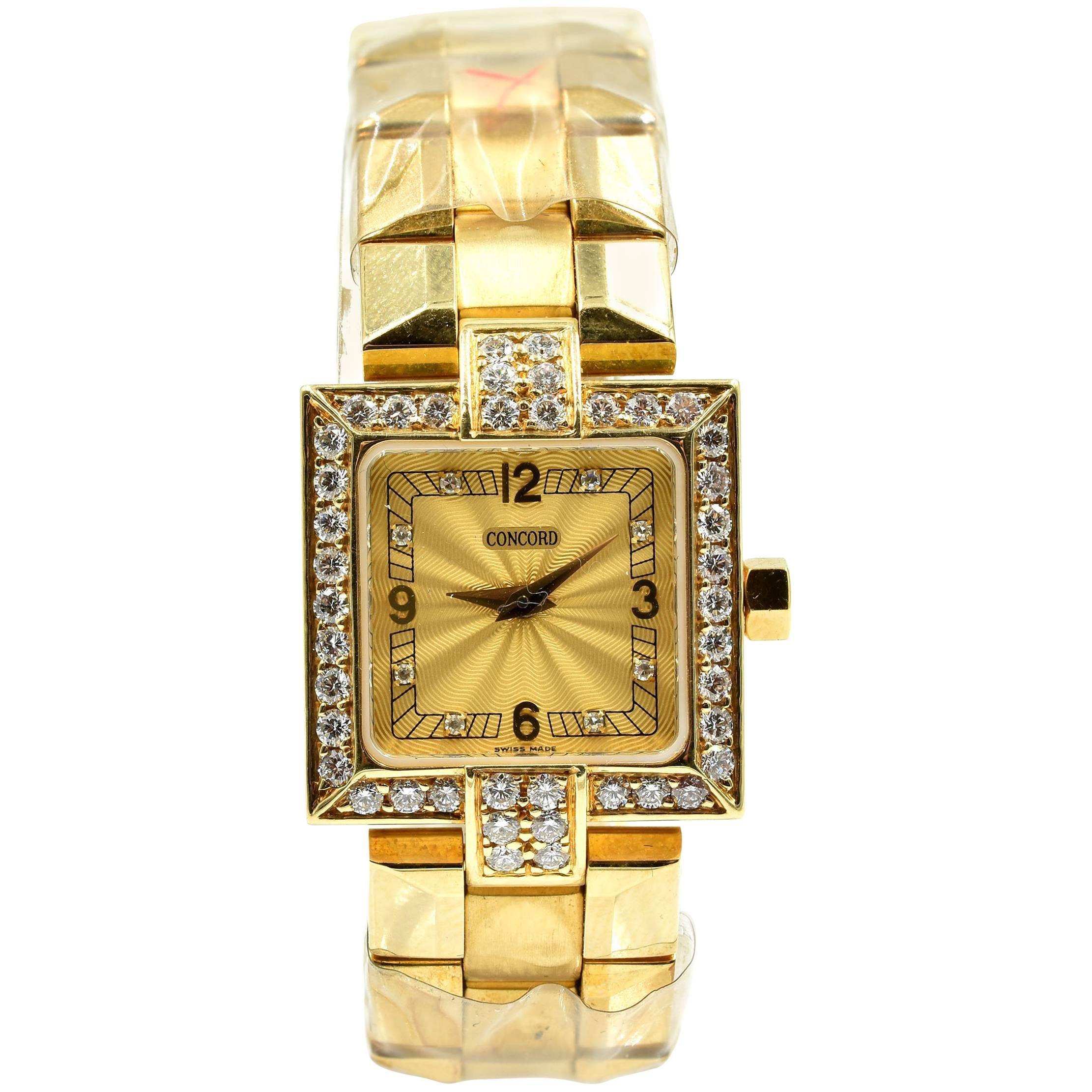 Concord Ladies Yellow Gold Diamond Vintage quartz Wristwatch
