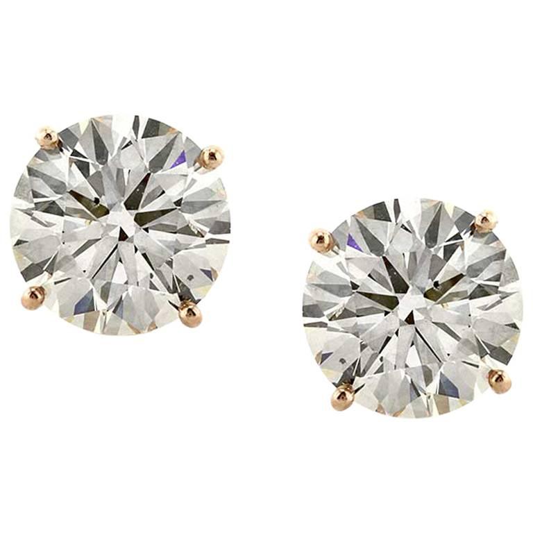 Mark Broumand 4.45 Carat Round Brilliant Cut Diamond Stud Earrings