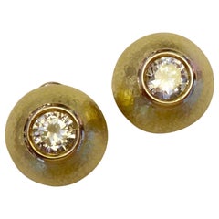 Michael Kneebone Silver Sapphire 18 Karat Yellow Gold Dome Earrings