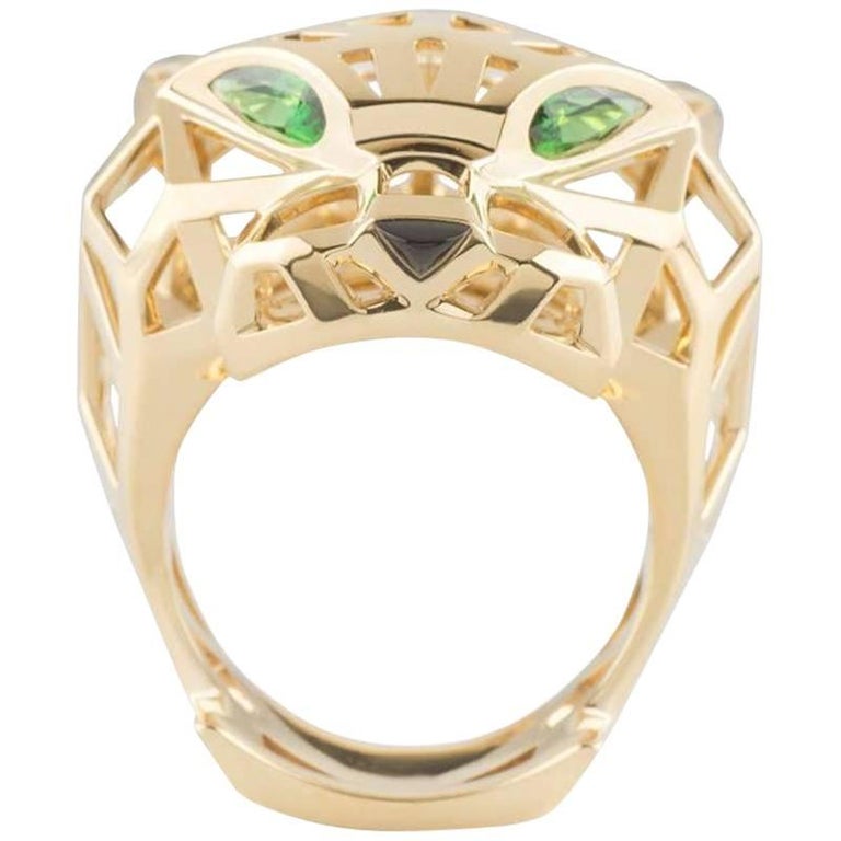 PANTHERE 31MM RING ONYX AND TSAVORITE GARNETS