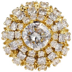 1950 Large 5.40 Carat Diamond Rare Vintage Cluster Ring