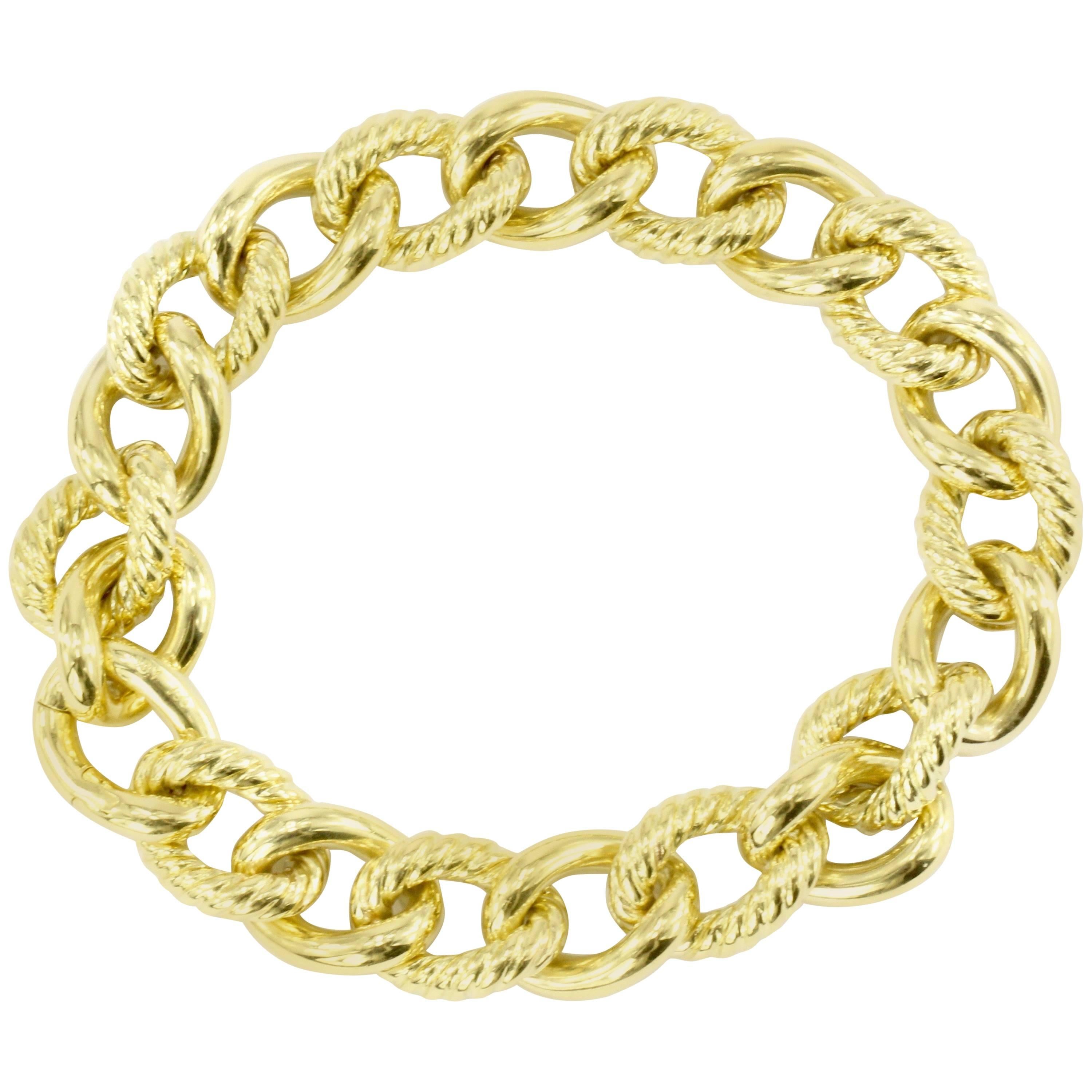 David Yurman 18 Karat Yellow Gold Small Curb Chain Bracelet