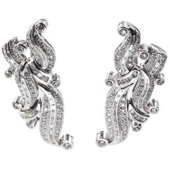 18 Karat White Gold Diamond Earclips
