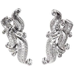 18 Karat White Gold Diamond Earclips