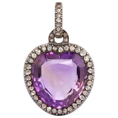 Spätgeorgianischer Herzanhänger mit Amethyst und Rosendiamant