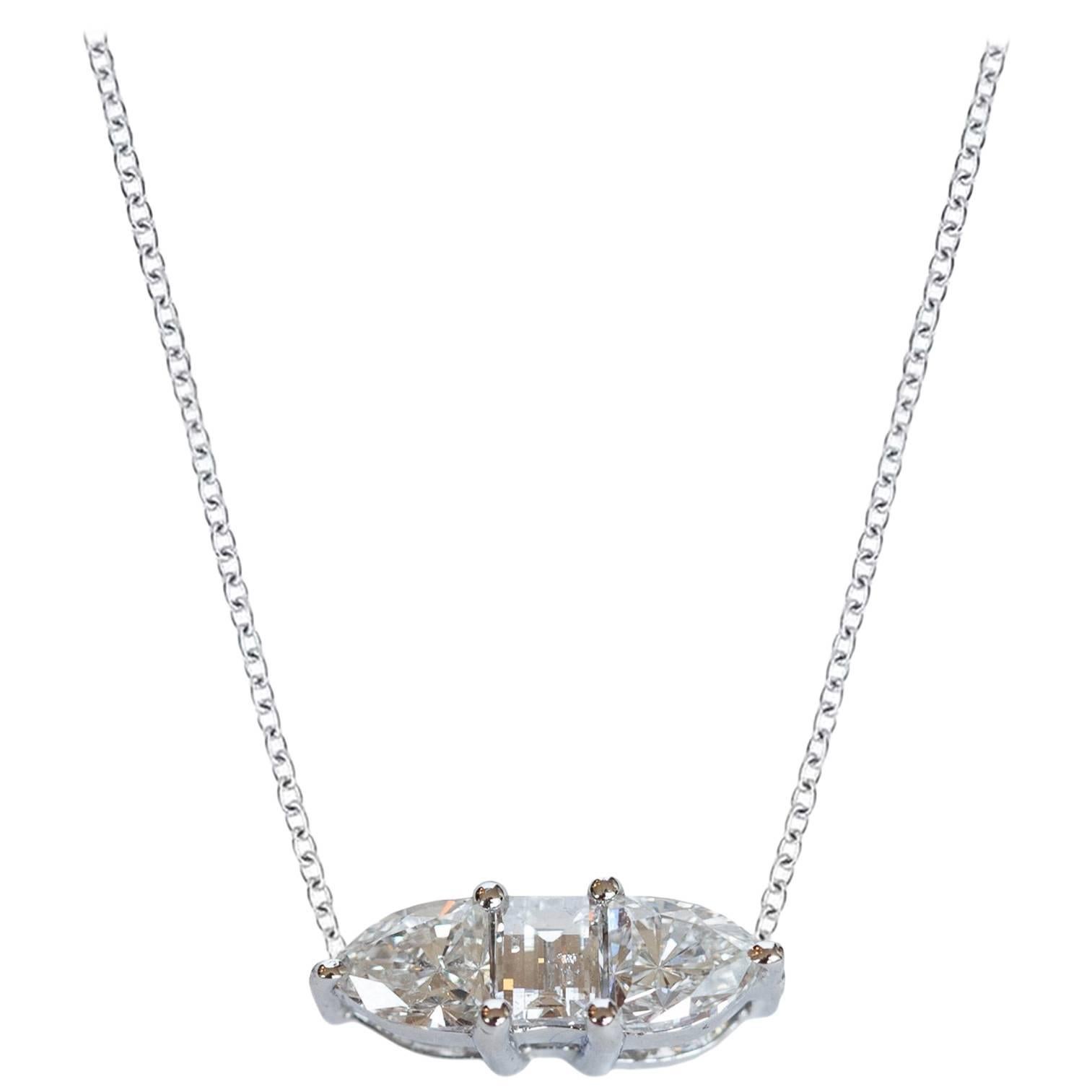 Three Fancy Diamond Horizontal Necklace