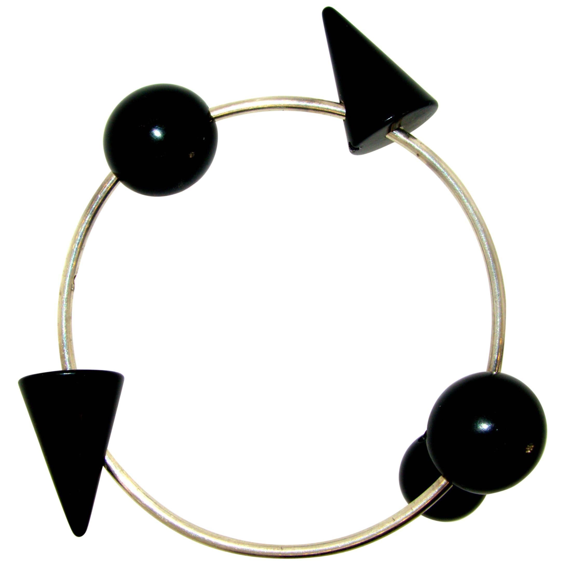 Modernistic Blackened Steel Bracelet