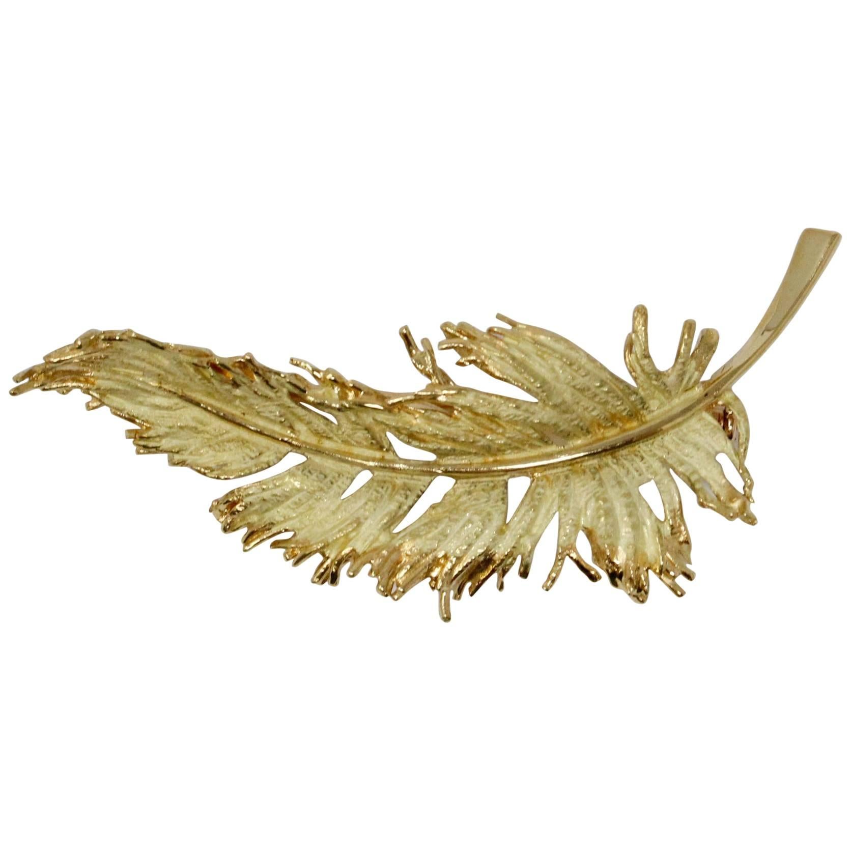 18 Karat Yellow Gold Tiffany & Co. France Leaf Brooch