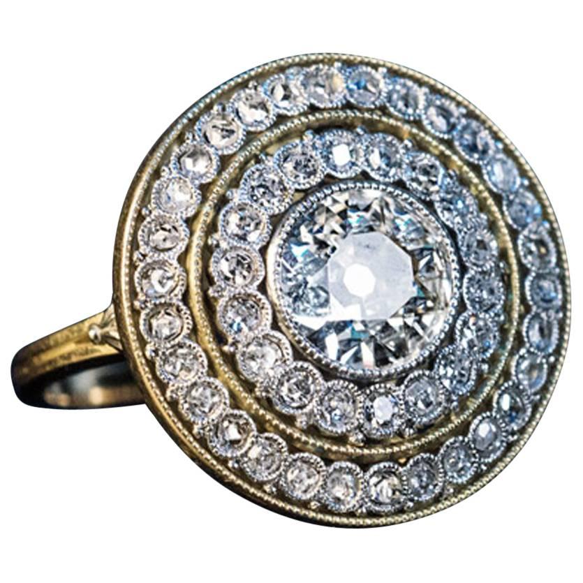 Antique Belle Époque Diamond Cluster Engagement Ring