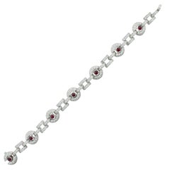 Bracelet en rubis cabochon et diamants