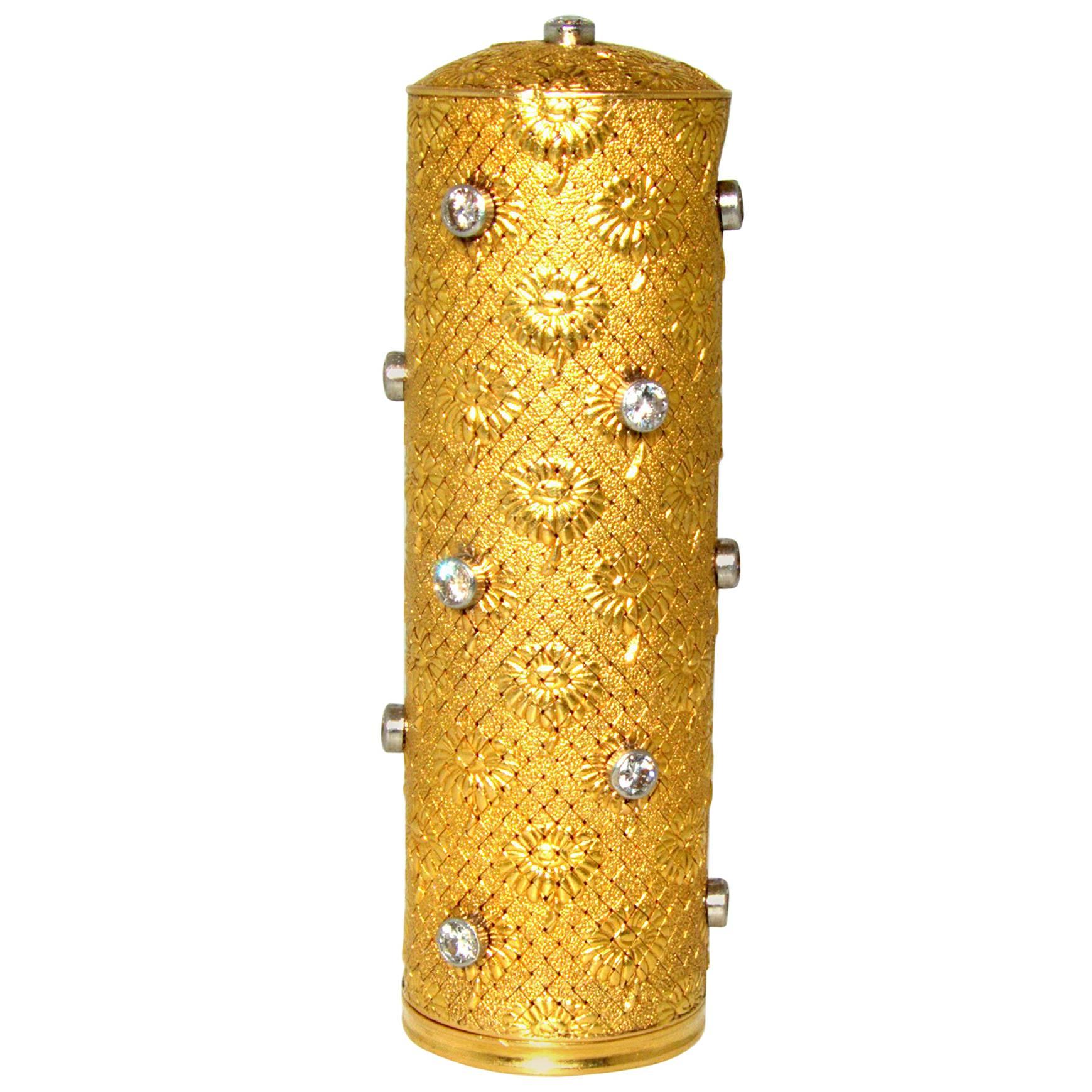 Boucheron Gold and Diamond Lipstick Holder, French, circa 1950