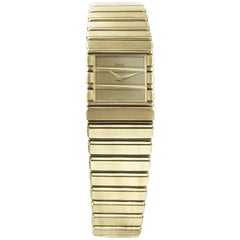 18 Karat Gold Piaget Quartz Dress Watch Gold Polo Bracelet Slim Appearance