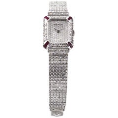 Patek Philippe Ladies White Gold Diamond Ruby Wristwatch