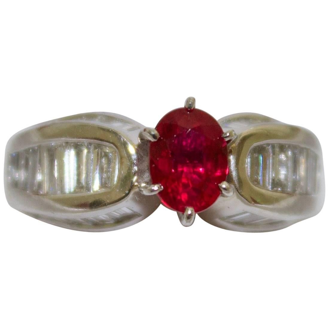 Stunning Ruby and Diamond Platinum Ring in Platinum