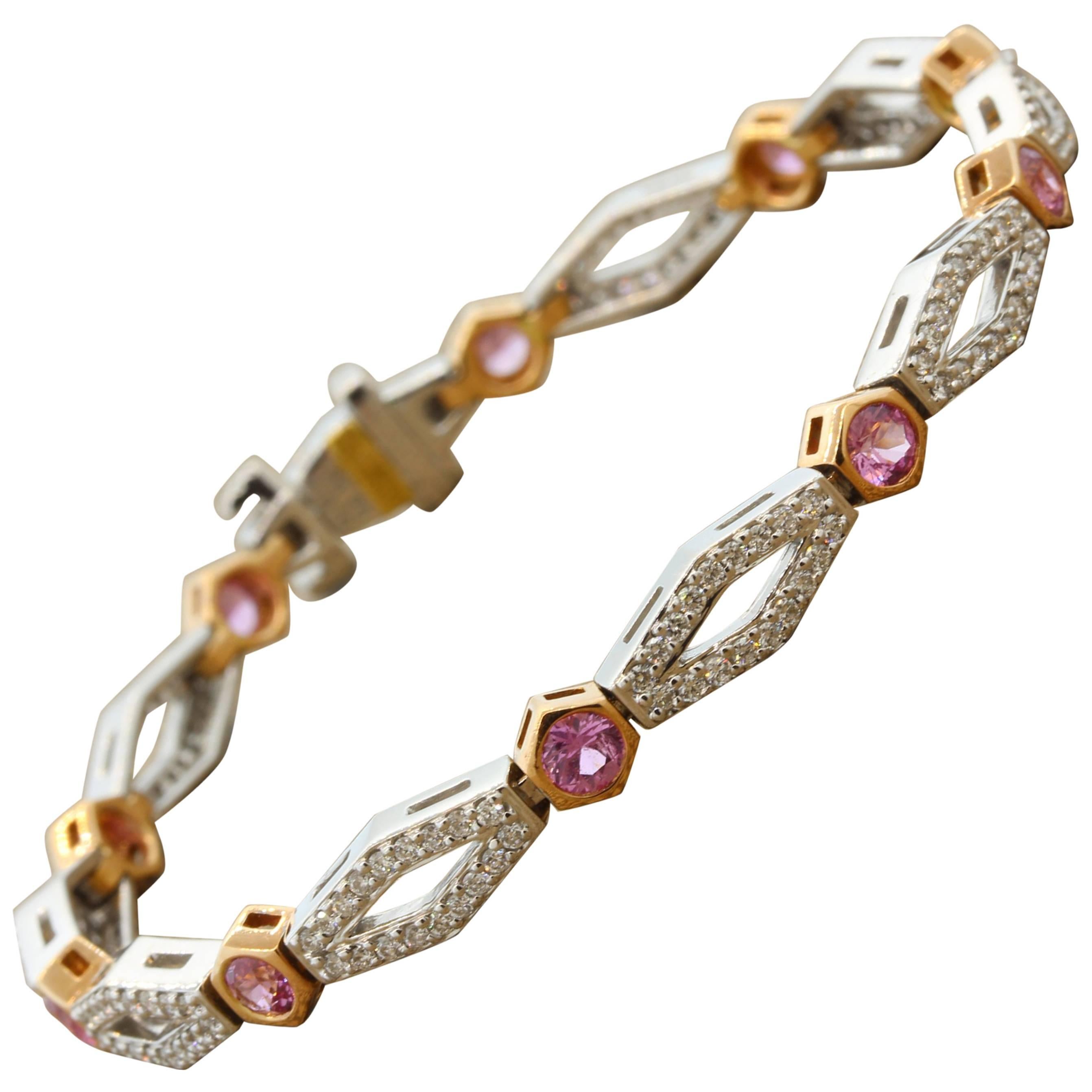 Neil Joseph Diamond Pink Sapphire Gold Bracelet For Sale