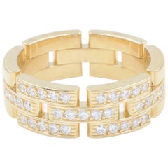 Yellow Gold Maillon Panthere Three-Half Pave Diamond Ring